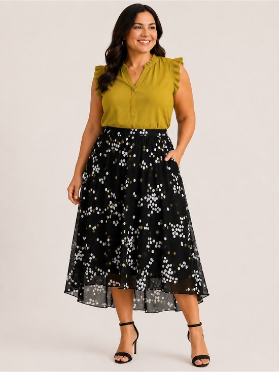 Alfani Dresses & Skirts - Alfani 2-Piece Matching Set | Ruffle Sleeve Blouse 1X & Midi Skirt 0X